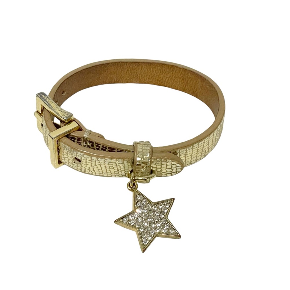 Juicy Couture Metallic Gold Buckle Jeweled Star Charm Bracelet